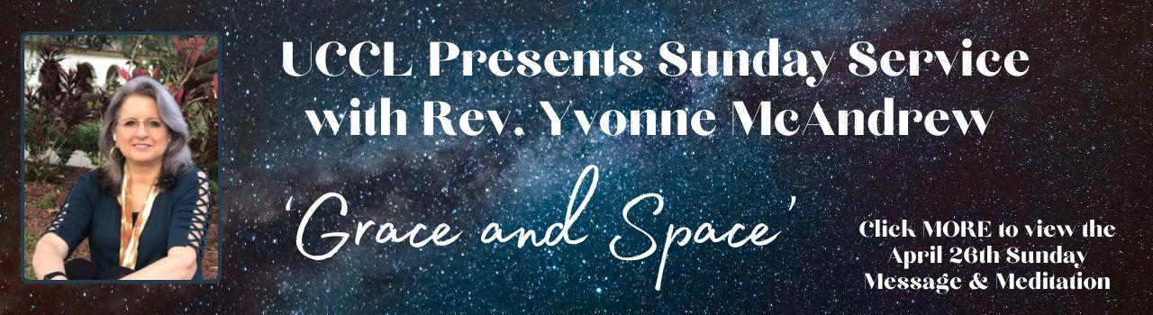 Star filled night sky background with pic of Rev Yvonne 04262026 Service Video